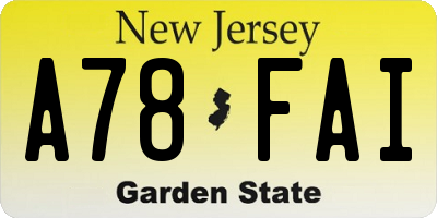 NJ license plate A78FAI