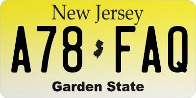 NJ license plate A78FAQ