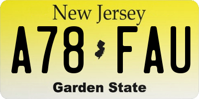 NJ license plate A78FAU