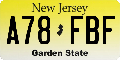 NJ license plate A78FBF
