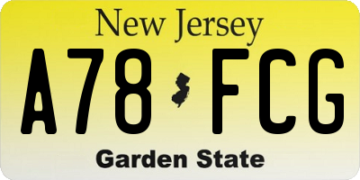 NJ license plate A78FCG