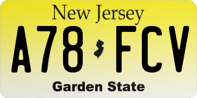 NJ license plate A78FCV