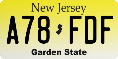 NJ license plate A78FDF