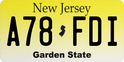 NJ license plate A78FDI