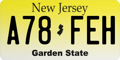 NJ license plate A78FEH