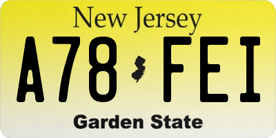 NJ license plate A78FEI