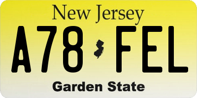 NJ license plate A78FEL