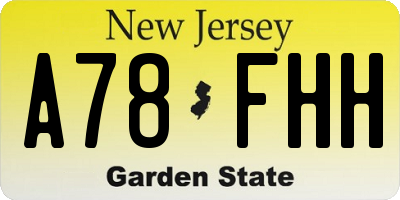 NJ license plate A78FHH