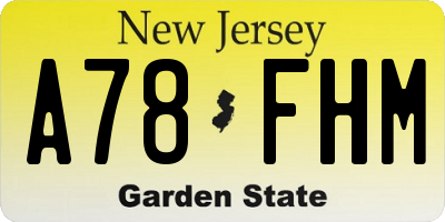 NJ license plate A78FHM