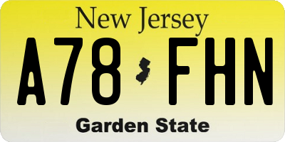 NJ license plate A78FHN