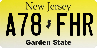 NJ license plate A78FHR