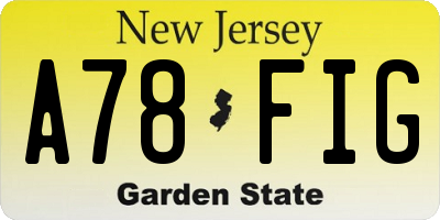 NJ license plate A78FIG