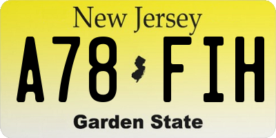 NJ license plate A78FIH