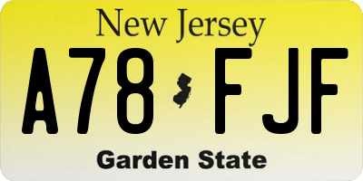 NJ license plate A78FJF