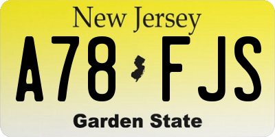 NJ license plate A78FJS