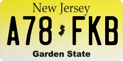 NJ license plate A78FKB