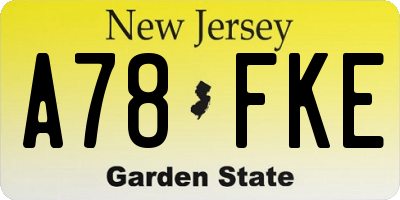 NJ license plate A78FKE
