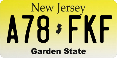NJ license plate A78FKF