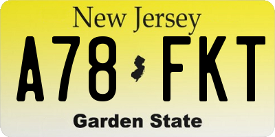 NJ license plate A78FKT