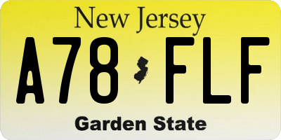 NJ license plate A78FLF
