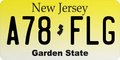 NJ license plate A78FLG