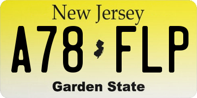 NJ license plate A78FLP