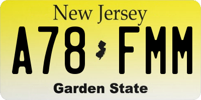 NJ license plate A78FMM
