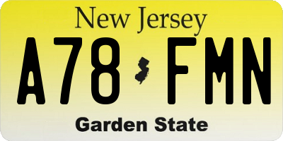 NJ license plate A78FMN