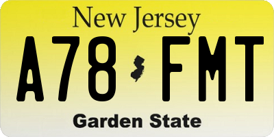 NJ license plate A78FMT