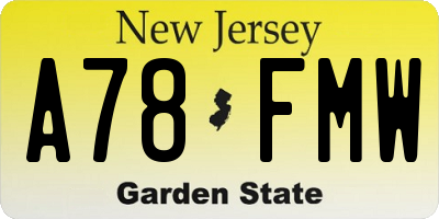 NJ license plate A78FMW