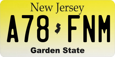 NJ license plate A78FNM