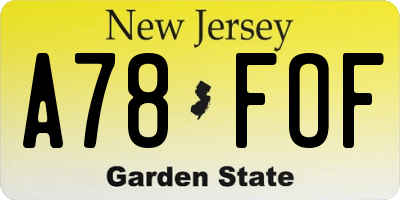 NJ license plate A78FOF