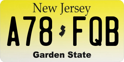 NJ license plate A78FQB