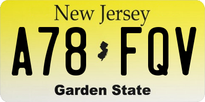NJ license plate A78FQV