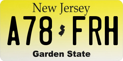 NJ license plate A78FRH