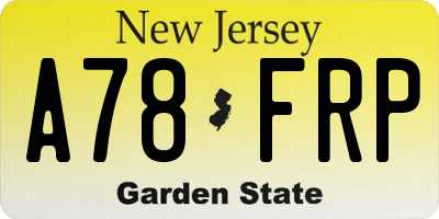 NJ license plate A78FRP