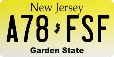 NJ license plate A78FSF