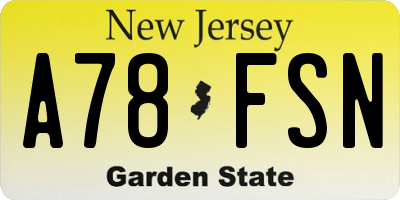 NJ license plate A78FSN