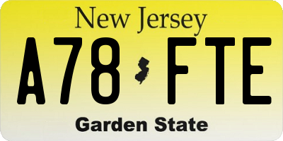 NJ license plate A78FTE
