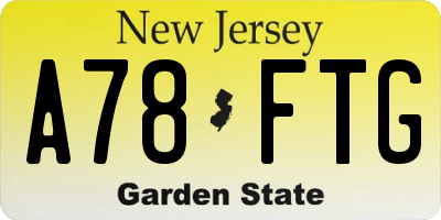 NJ license plate A78FTG