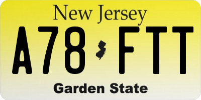 NJ license plate A78FTT