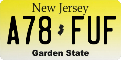 NJ license plate A78FUF