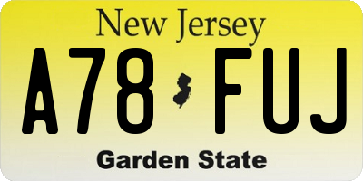 NJ license plate A78FUJ