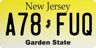 NJ license plate A78FUQ