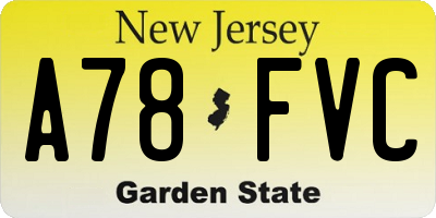 NJ license plate A78FVC
