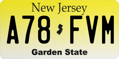 NJ license plate A78FVM
