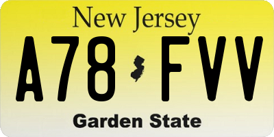 NJ license plate A78FVV