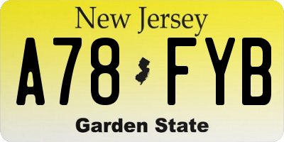 NJ license plate A78FYB