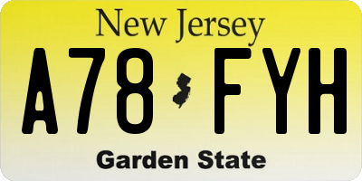 NJ license plate A78FYH