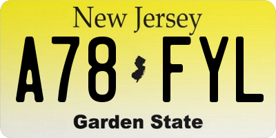 NJ license plate A78FYL